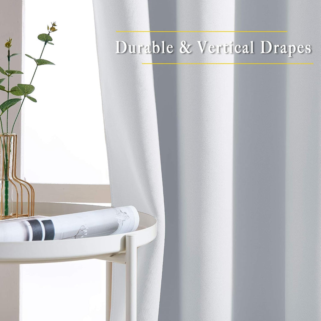 Greyish White Room Darkening Grommet Curtains, 52 x 84 in, Set of 2 - Just Closeouts Canada Inc.