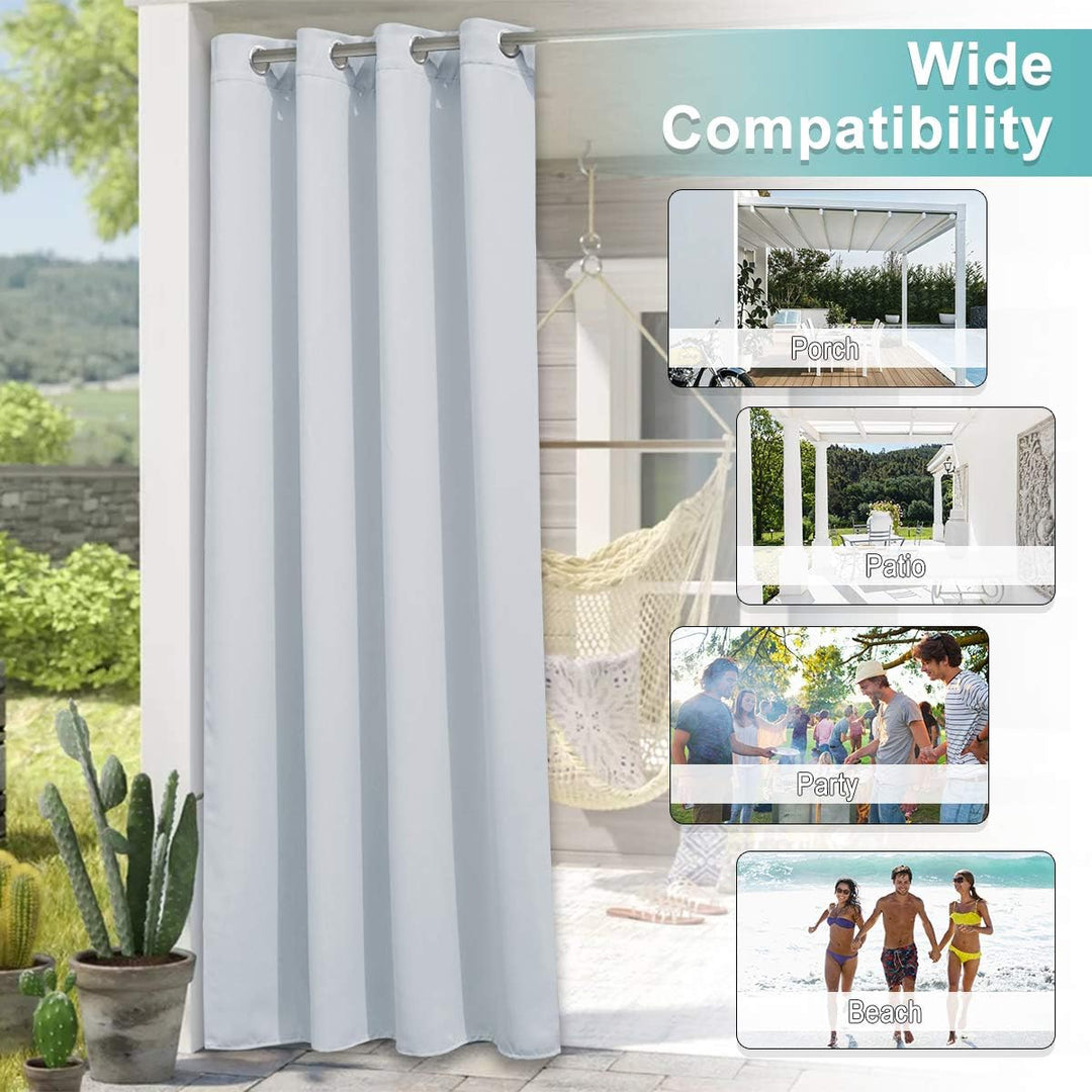 Greyish White Waterproof Outdoor Curtains, 52 x 96 in, Set of 2 - Just Closeouts Canada Inc.