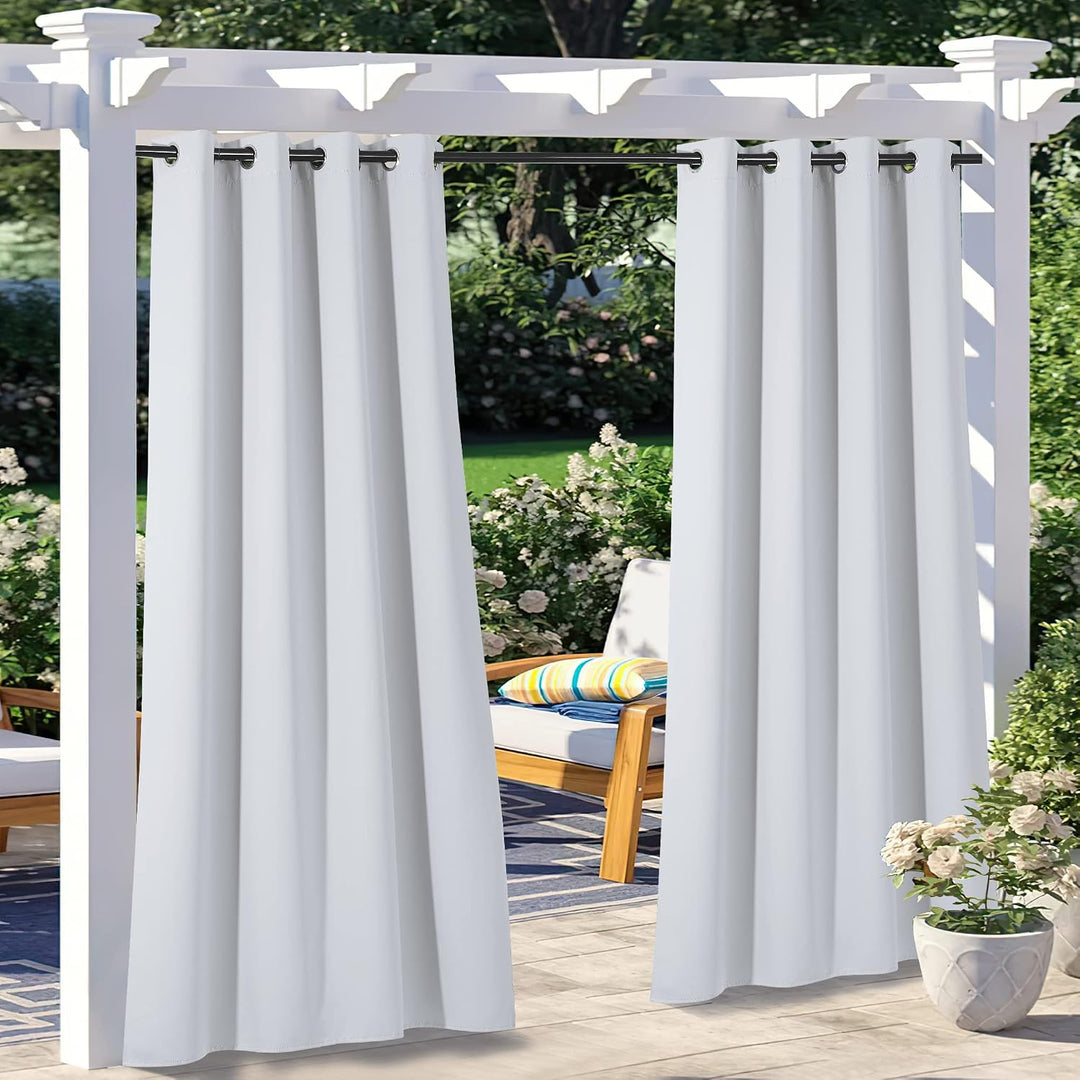 Greyish White Waterproof Outdoor Curtains, 52 x 96 in, Set of 2 - Just Closeouts Canada Inc.