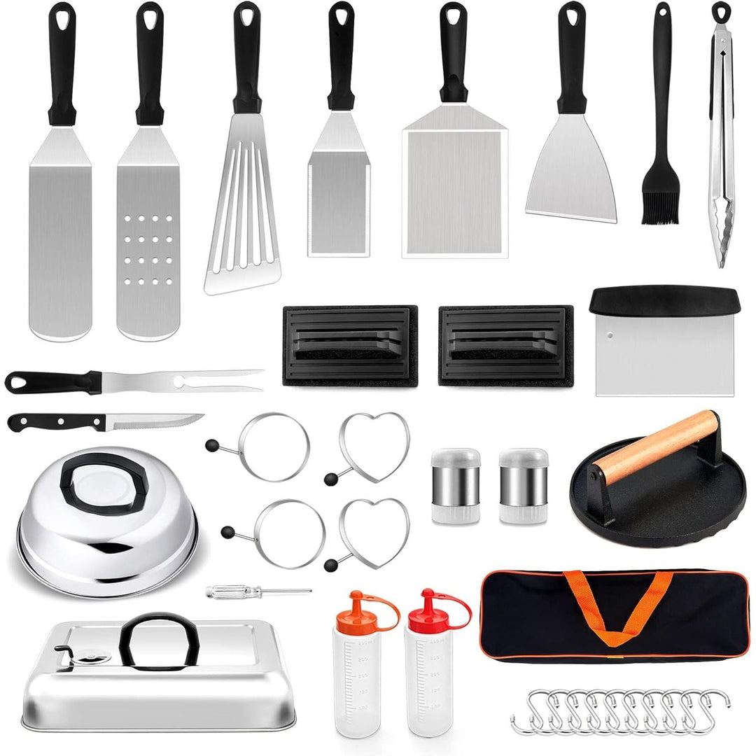 Griddle Accessories Set of 26, Heavy Duty Smash Burger Press Tools with Metal Griddle Spatula, Melting Dome for Cast Iron Flat Top Grill, Backyard BBQ - Just Closeouts Canada Inc.
