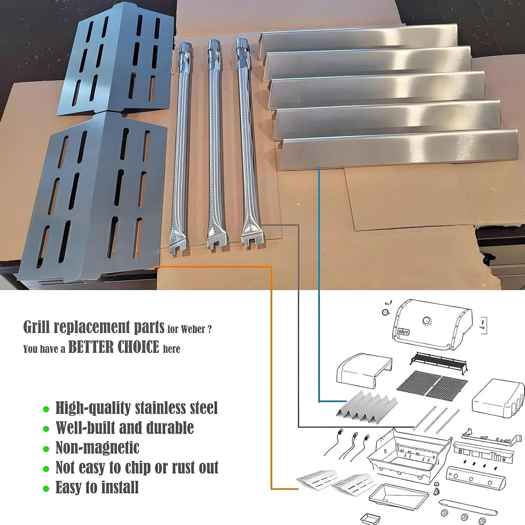 Grill Parts for Weber Genesis 300 Gas Grill Replacement Parts Kit Weber Genesis E310 E320 E330 EP310 EP320 EP330, Flavorizer Bars Heat Deflector Burner Tube Set for Weber Accessory 7620 7622 62752 - Just Closeouts Canada Inc.