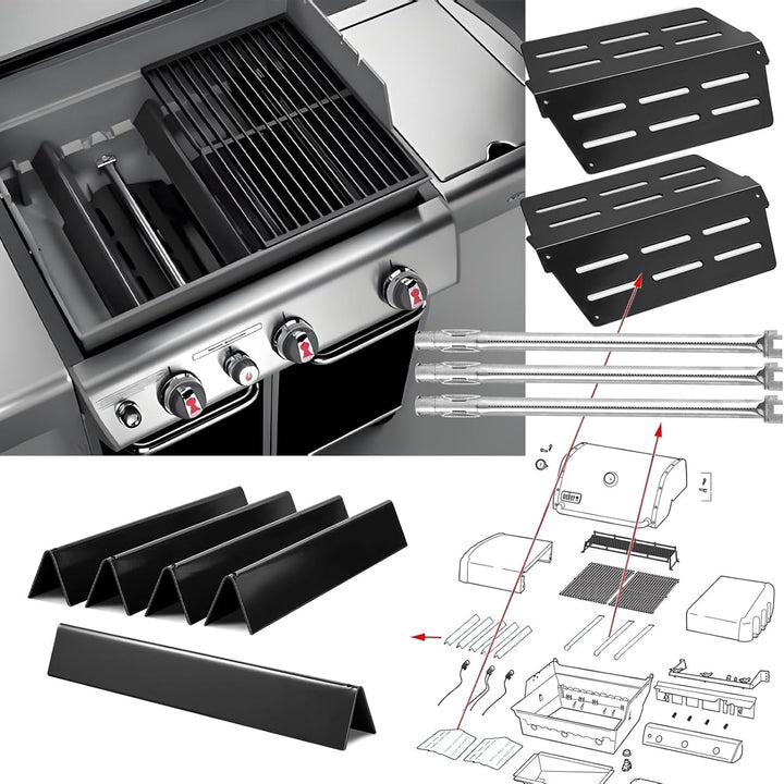 Grill Replacement Parts for Weber Genesis 300 Series 17.5" Flavorizer Bars Heat Deflector Burner Tube Set Kit for Weber E310 E320 E330 EP310 EP320 EP/CEP330 S310, Weber Grill Parts 7621 65505 7622 - Just Closeouts Canada Inc.