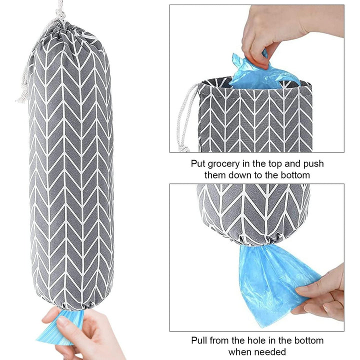 Grocery Bags Holders, Reusable Wall Mount Plastic Sack Holder, Carrier Hanging Loop Washable Shopping Bag Storage Dispensers, Garbage Bag Organizer with Drawstring for Home Kitchen Supplies - Just Closeouts Canada Inc.