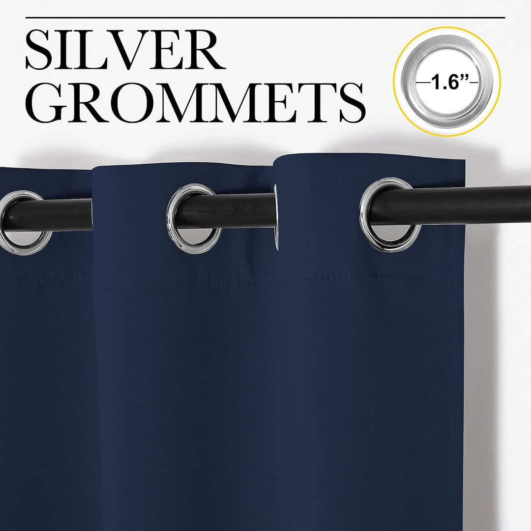 Grommet Blackout Curtains, Navy Blue, 42 x 63 in, 2 Panels - Just Closeouts Canada Inc.