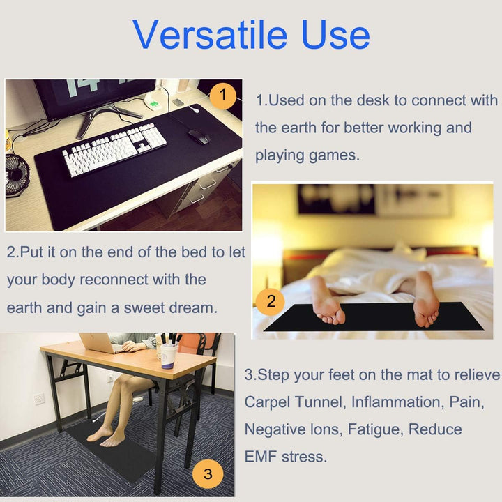 Grounding Mat, Universal Grounding Pad for Computer, Foot and Bed, Grounded Foot Therapy, Relieve Pain, Inflammation, Negative Ions, Carpel Tunnel for Better Working and Playing Games?39’’ x 11.8’’) - Just Closeouts Canada Inc.
