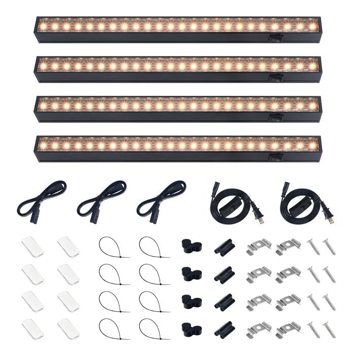 Grow Lights for Indoor Plants Full Spectrum, 1ft LED Grow Light Fixture, Black Cover LED Plant Grow Light for Indoor Plants, Greenhouse, Linkable Design, Yellow, 4 - Pack - Just Closeouts Canada Inc.X003YNMSBP