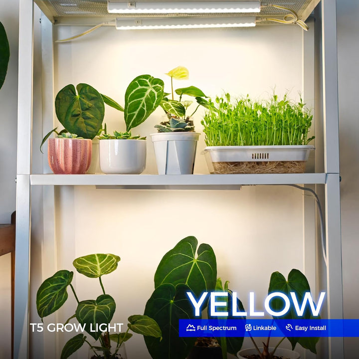 Grow Lights for Indoor Plants, Full Spectrum Sunlight, 1ft Plant Growing Lamp, LED Grow Light Bulbs, T5 Grow Light Strip, Yellow, 4 - Pack - Just Closeouts Canada Inc.X004ADVACV,X002YKPG13