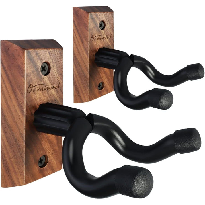 Guitar Wall Mount 2 Pack, Black Walnut Wood Guitar Hanger, U - Shaped Guitar Wall Hanger Mount, Guitar Holder Hook Stand Wall for Acoustic, Electric Guitar, Banjo, Bass, Gift for Guitar Player Men Boy 21 - Just Closeouts Canada Inc.