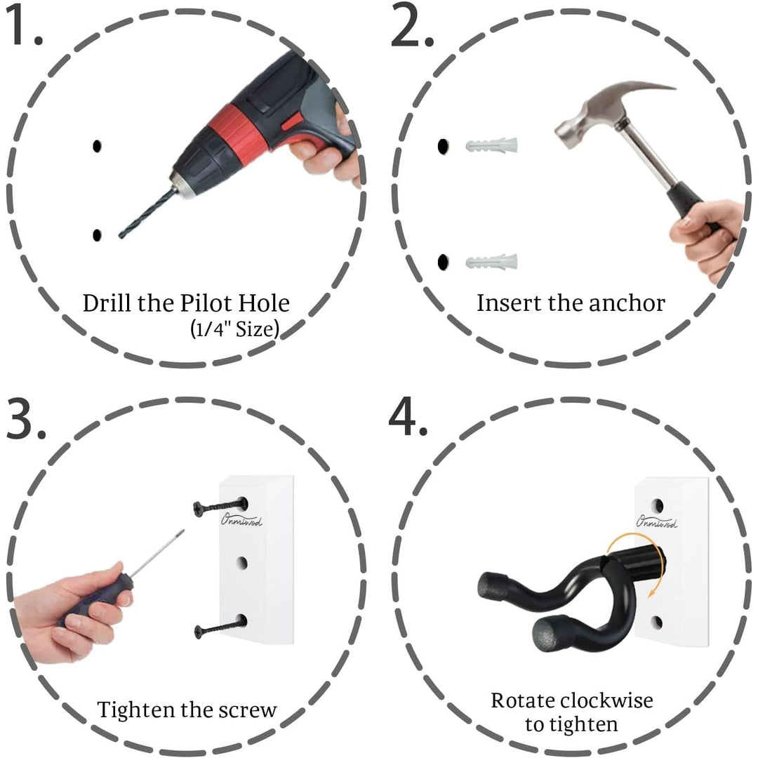 Guitar Wall Mount 2 Pack, White Hardwood Guitar Hanger, U - Shaped Guitar Wall Hanger Mount, Guitar Holder Hook Stand Wall for Acoustic, Electric Guitar, Banjo, Bass, Gift for Guitar Player Men Boy - Just Closeouts Canada Inc.