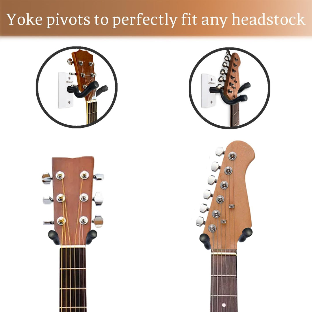 Guitar Wall Mount 2 Pack, White Hardwood Guitar Hanger, U - Shaped Guitar Wall Hanger Mount, Guitar Holder Hook Stand Wall for Acoustic, Electric Guitar, Banjo, Bass, Gift for Guitar Player Men Boy - Just Closeouts Canada Inc.