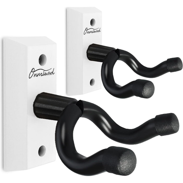 Guitar Wall Mount 2 Pack, White Hardwood Guitar Hanger, U - Shaped Guitar Wall Hanger Mount, Guitar Holder Hook Stand Wall for Acoustic, Electric Guitar, Banjo, Bass, Gift for Guitar Player Men Boy - Just Closeouts Canada Inc.