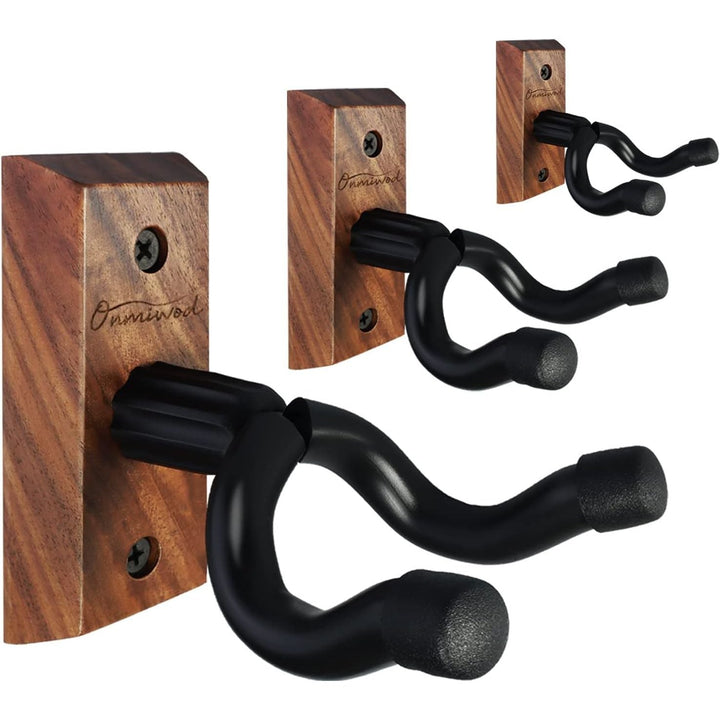 Guitar Wall Mount 3 Pack, Black Walnut Wood Guitar Hanger, U - Shaped Guitar Wall Hanger Mount, Guitar Holder Hook Stand Wall for Acoustic, Electric Guitar, Banjo, Bass, Gift for Guitar Player Men Boy 24 - Just Closeouts Canada Inc.