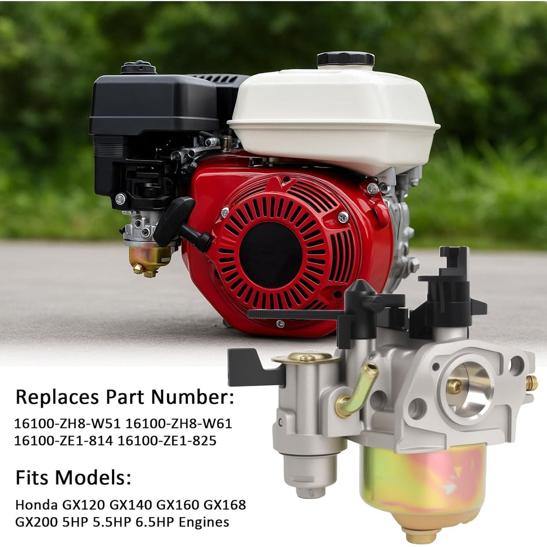 GX160 Carburetor Replacement Compatible with Honda GX120 GX140 GX168 GX200 5.5HP 6.5HP Generator Engine with Gaskets Replaces 16100-ZH8-W61 16100-ZH7-W51 - Just Closeouts Canada Inc.