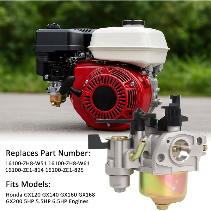GX160 Carburetor Replacement Compatible with Honda GX120 GX140 GX168 GX200 5.5HP 6.5HP Generator Engine with Gaskets Replaces 16100-ZH8-W61 16100-ZH7-W51 - Just Closeouts Canada Inc.