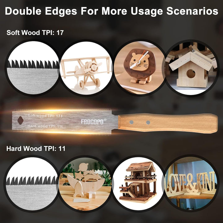 Hand Saw Woodworking Tools, 6 - Inch Pull Saw, Flexible Double - Edge Blade 17/11 TPI, Japanese Flush Cut for DIY Craft, Non - Slip Wood Handle, Sharp & Lightweight for Woodworking and Garden Trim - Just Closeouts Canada Inc.X004A9SMFX