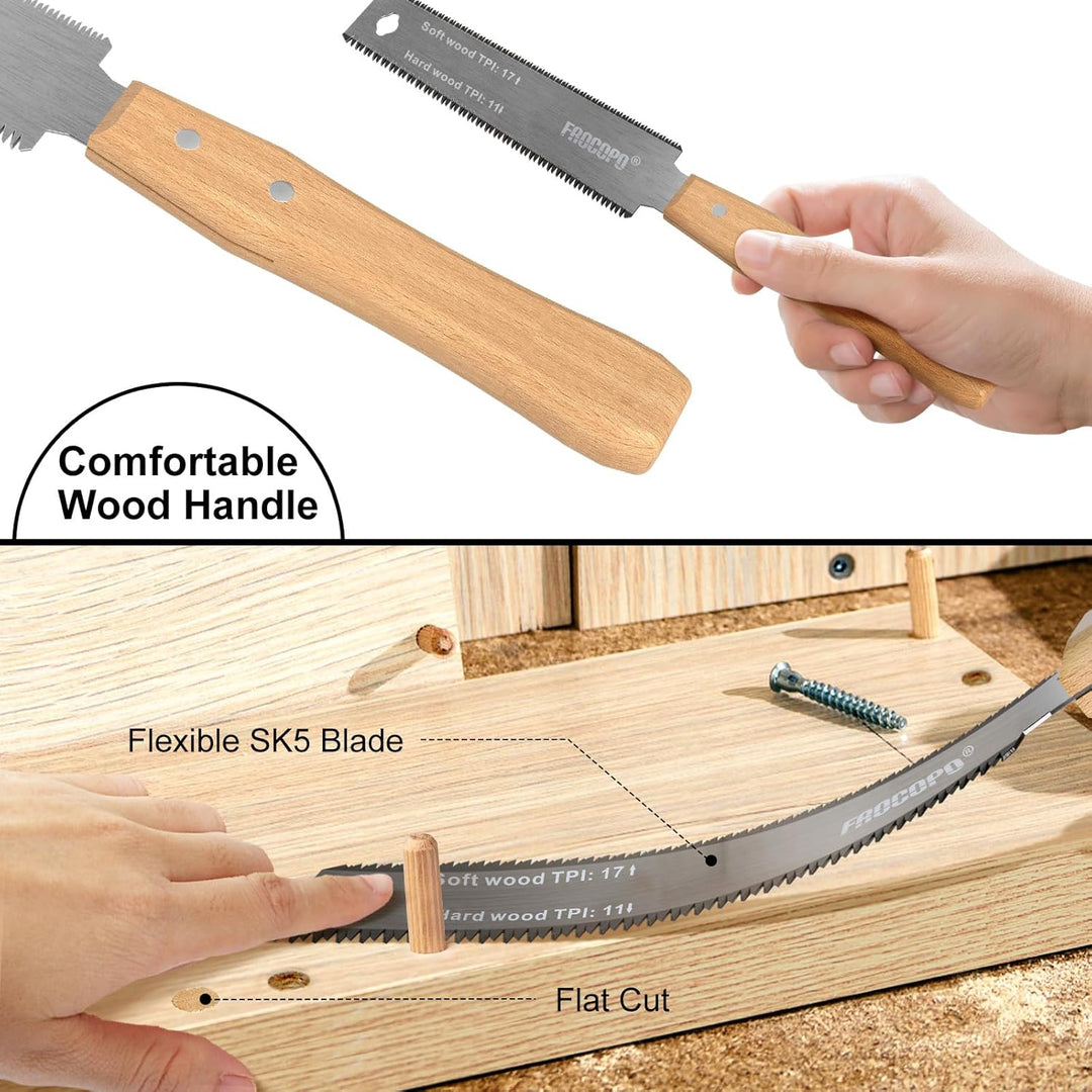 Hand Saw Woodworking Tools, 6 - Inch Pull Saw, Flexible Double - Edge Blade 17/11 TPI, Japanese Flush Cut for DIY Craft, Non - Slip Wood Handle, Sharp & Lightweight for Woodworking and Garden Trim - Just Closeouts Canada Inc.X004A9SMFX