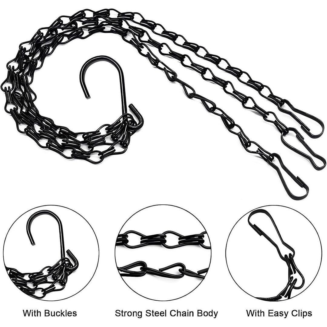 Hanging Basket Chain Planter Hanger 5 Pack 23 inch Black Hanging Basket Chains Flower Plant Pot Replacement, Chain for Bird Feeder, Planters, Lanterns and Ornaments - Just Closeouts Canada Inc.