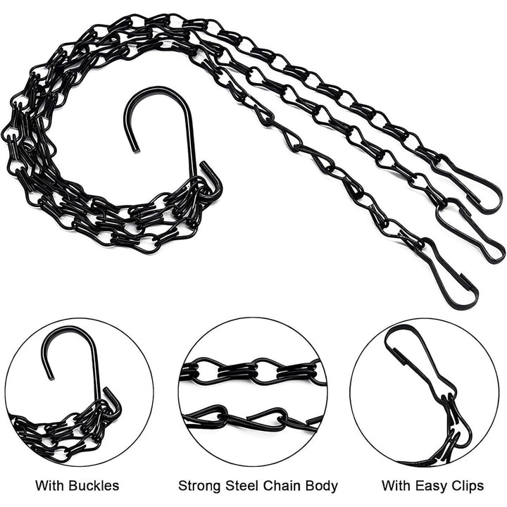 Hanging Basket Chain Planter Hanger 5 Pack 23 inch Black Hanging Basket Chains Flower Plant Pot Replacement, Chain for Bird Feeder, Planters, Lanterns and Ornaments - Just Closeouts Canada Inc.