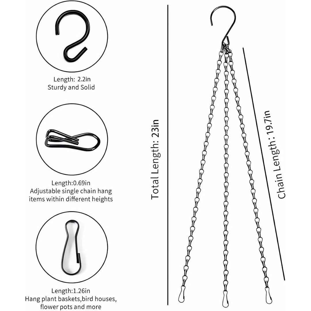 Hanging Basket Chain Planter Hanger 5 Pack 23 inch Black Hanging Basket Chains Flower Plant Pot Replacement, Chain for Bird Feeder, Planters, Lanterns and Ornaments - Just Closeouts Canada Inc.