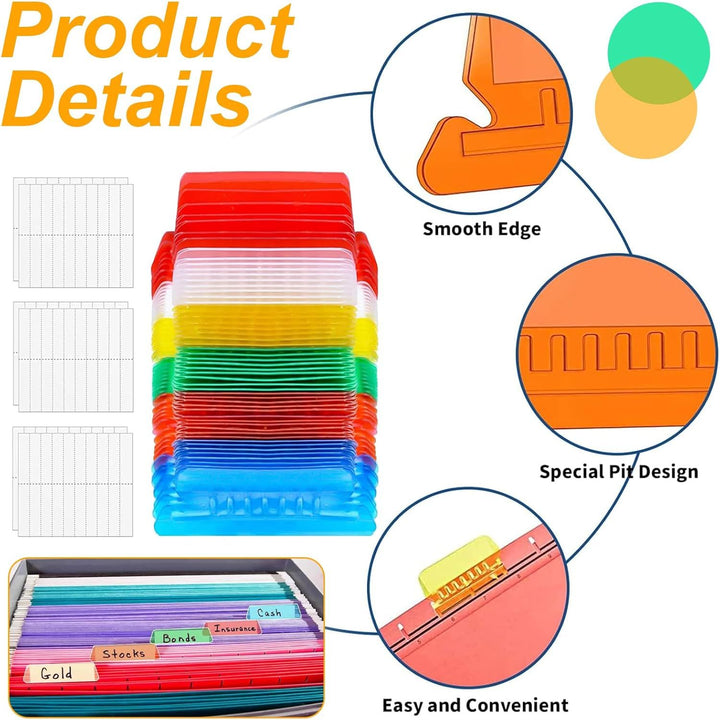 Hanging File Folders – 120 Pcs Multi - Colored, Easy - to - Use Labels for Efficient Filing and Quick Identification - Just Closeouts Canada Inc.