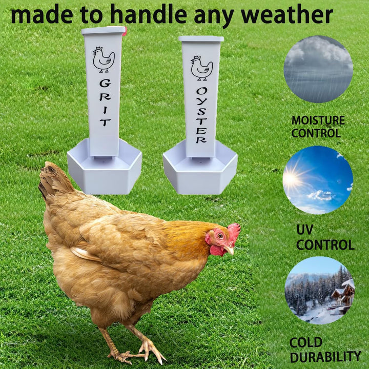 Hanging grit feeder installed in a chicken coop
