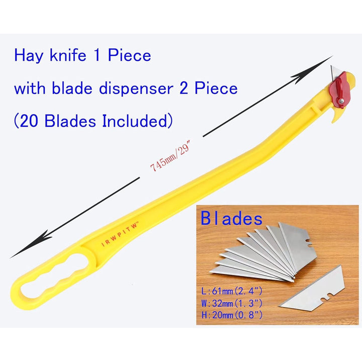 Hay Knife, 29" Hayknife and 20 Blades, Net Wrap & Baling Twine Cutter, Open Big Hay Bale Tool, Cutting Round Hay Net, Cut Mesh, Hay String, Livestock Farmer Knife for Horse Cow Goat Cattle Farm - Just Closeouts Canada Inc.