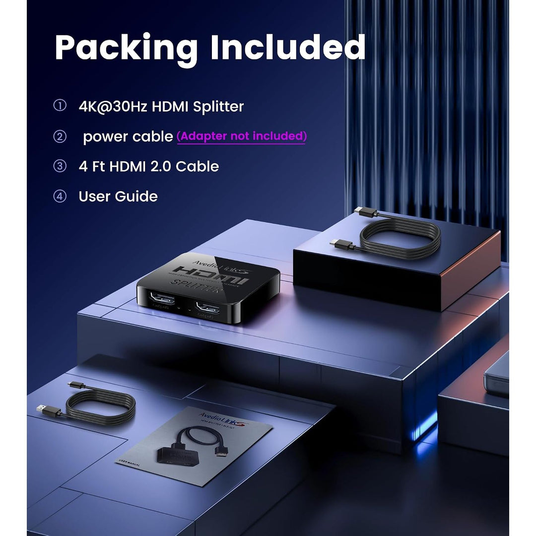 HDMI Splitter 1 in 2 Out [with 4FT HDMI Cable] 4K HDMI Splitter Duplicate/Mirror Screen Only (Not Extend), 1x2 HDMI Distributor Adapters (Copy 1 Source to 2 Displays at The Same Time) - Just Closeouts Canada Inc.