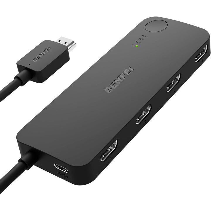 HDMI Switch 4 in 1 Out 4K@60Hz, 2K@144Hz, HDCP 2.3 【with Adaptive Equalization Support 10M HDMI Transmit】 Compatible for PS5/4, Xbox, Roku, FireStick, Switch - Just Closeouts Canada Inc.