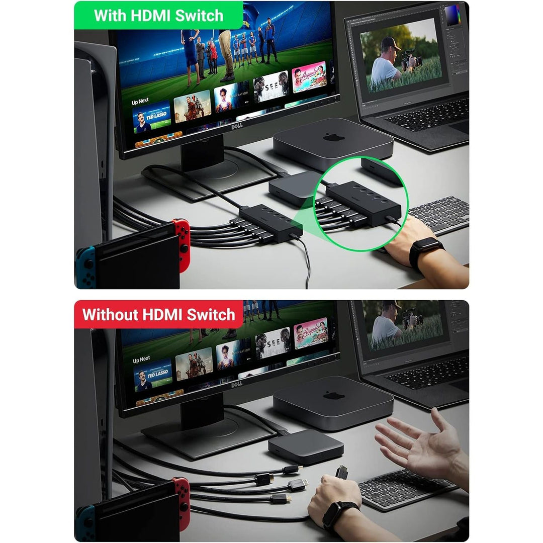 HDMI Switch 5 in 1 Out 4K@60Hz, HDMI 2.0 Switcher 5 Port with IR Remote Selector Box 4K HDR 3D Dolby Vision Atmos CEC HDCP2.2, Compatible with PS5 4 3 Xbox Switch TV Black - Just Closeouts Canada Inc.X004YWYMOB