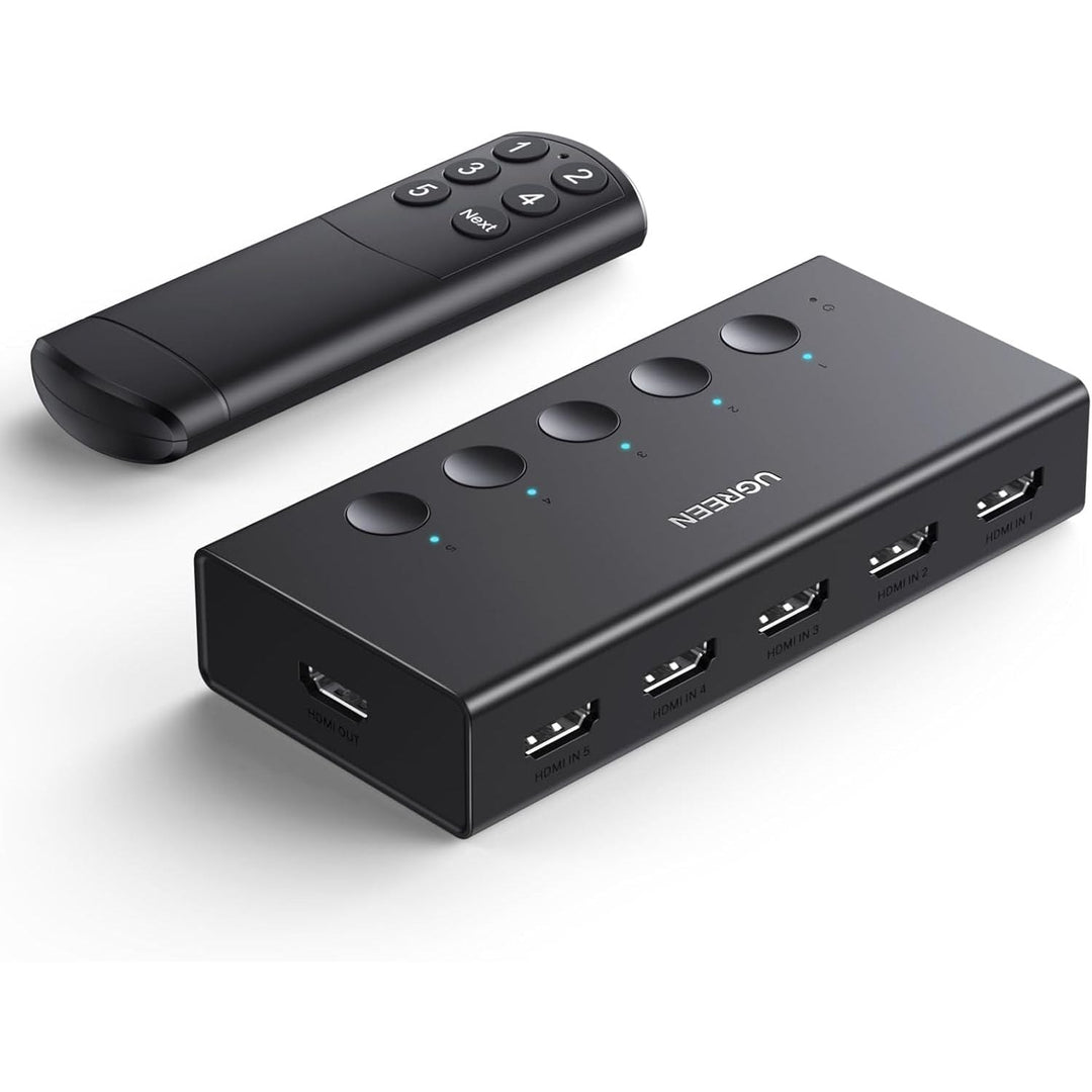 HDMI Switch 5 in 1 Out 4K@60Hz, HDMI 2.0 Switcher 5 Port with IR Remote Selector Box 4K HDR 3D Dolby Vision Atmos CEC HDCP2.2, Compatible with PS5 4 3 Xbox Switch TV Black - Just Closeouts Canada Inc.X004YWYMOB