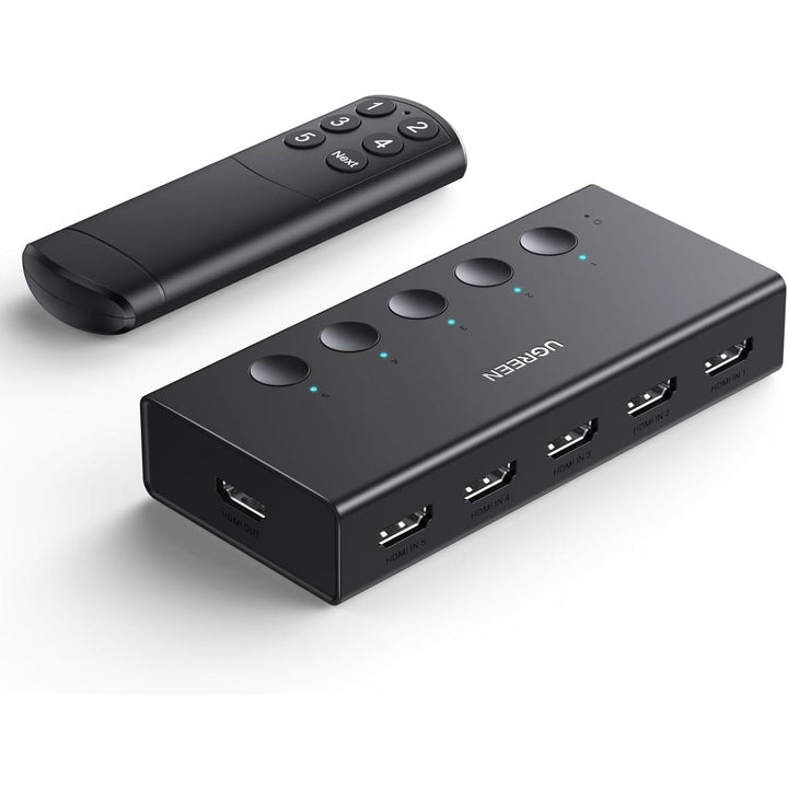 HDMI Switch 5 in 1 Out 4K@60Hz, HDMI 2.0 Switcher 5 Port with IR Remote Selector Box 4K HDR 3D Dolby Vision Atmos CEC HDCP2.2, Compatible with PS5 4 3 Xbox Switch TV Black - Just Closeouts Canada Inc.X004YWYMOB