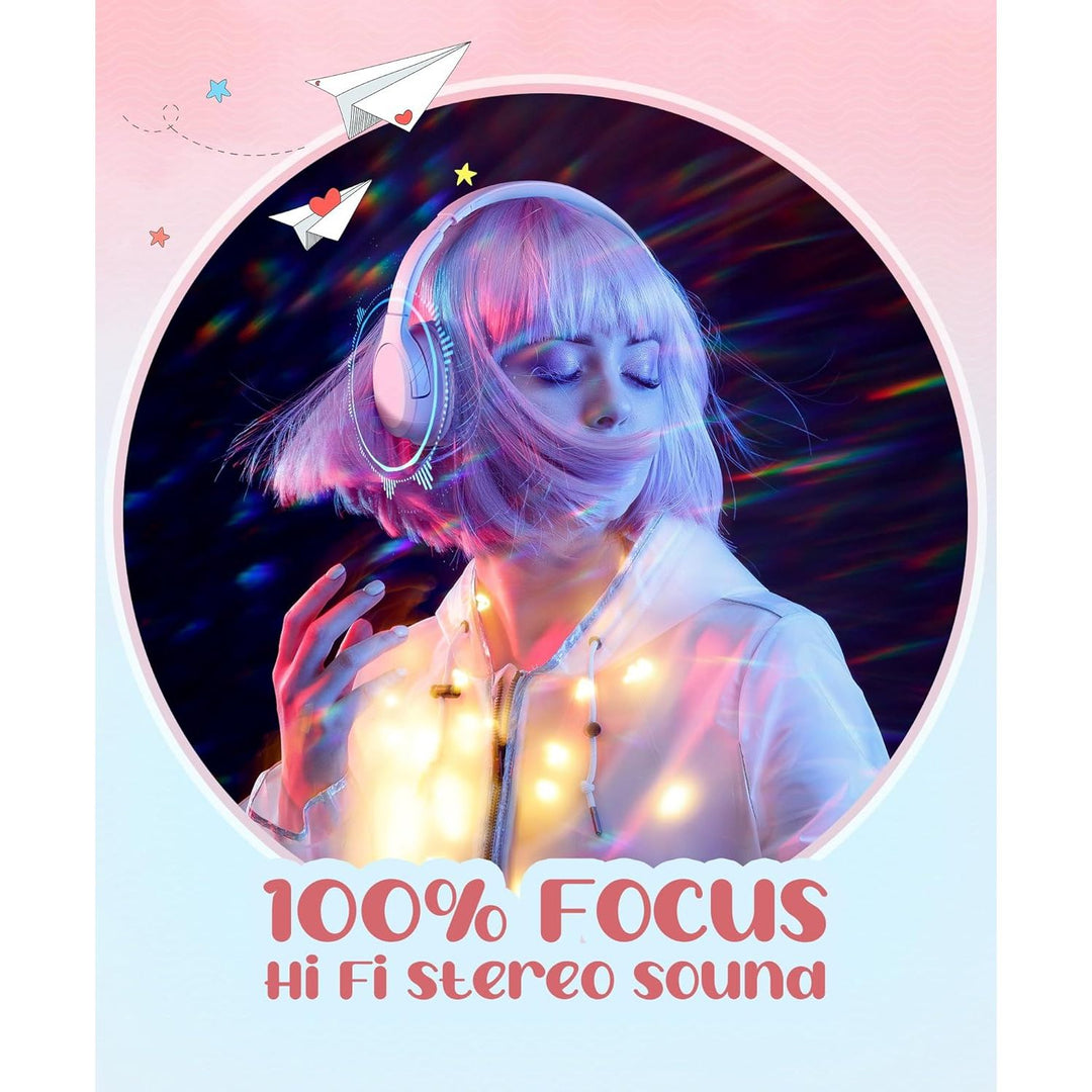 Headphones Volume Limiter 94dB, DyBaxa Safer Foldable Lightweight Over - Ear Wired Headset, Portable On Ear Headphones for Kids School Online Learning Classes Travel Tablet, 3.5mm Jack, Pink - Just Closeouts Canada Inc.