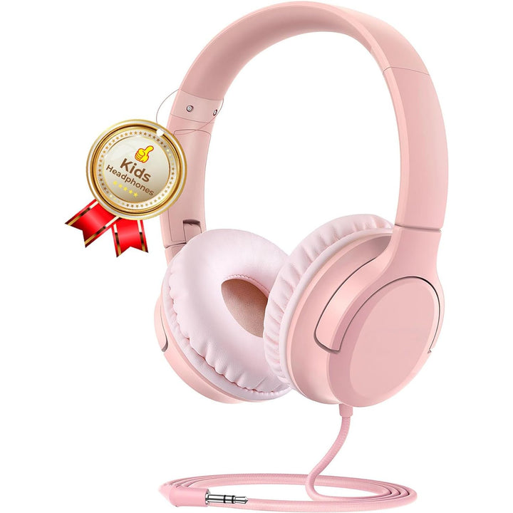 Headphones Volume Limiter 94dB, DyBaxa Safer Foldable Lightweight Over - Ear Wired Headset, Portable On Ear Headphones for Kids School Online Learning Classes Travel Tablet, 3.5mm Jack, Pink - Just Closeouts Canada Inc.