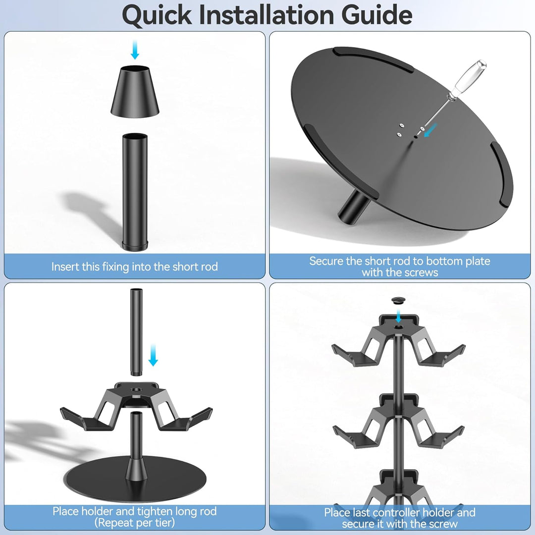 Headset Stand 4 Tiers for Desk, Rotatable Gaming Controller Stand Compatible with PS5/PS4/Xbox/Switch/PS Portal/Phone, Universal PC Gamer Accessory Controller/Headphone Holder for 12 Packs Controller - Just Closeouts Canada Inc.