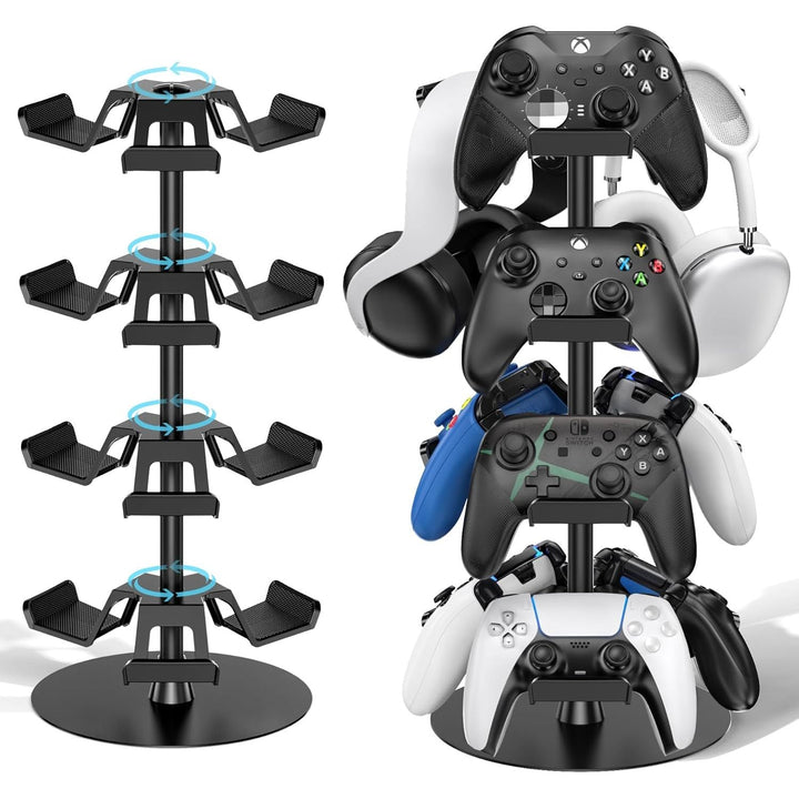Headset Stand 4 Tiers for Desk, Rotatable Gaming Controller Stand Compatible with PS5/PS4/Xbox/Switch/PS Portal/Phone, Universal PC Gamer Accessory Controller/Headphone Holder for 12 Packs Controller - Just Closeouts Canada Inc.