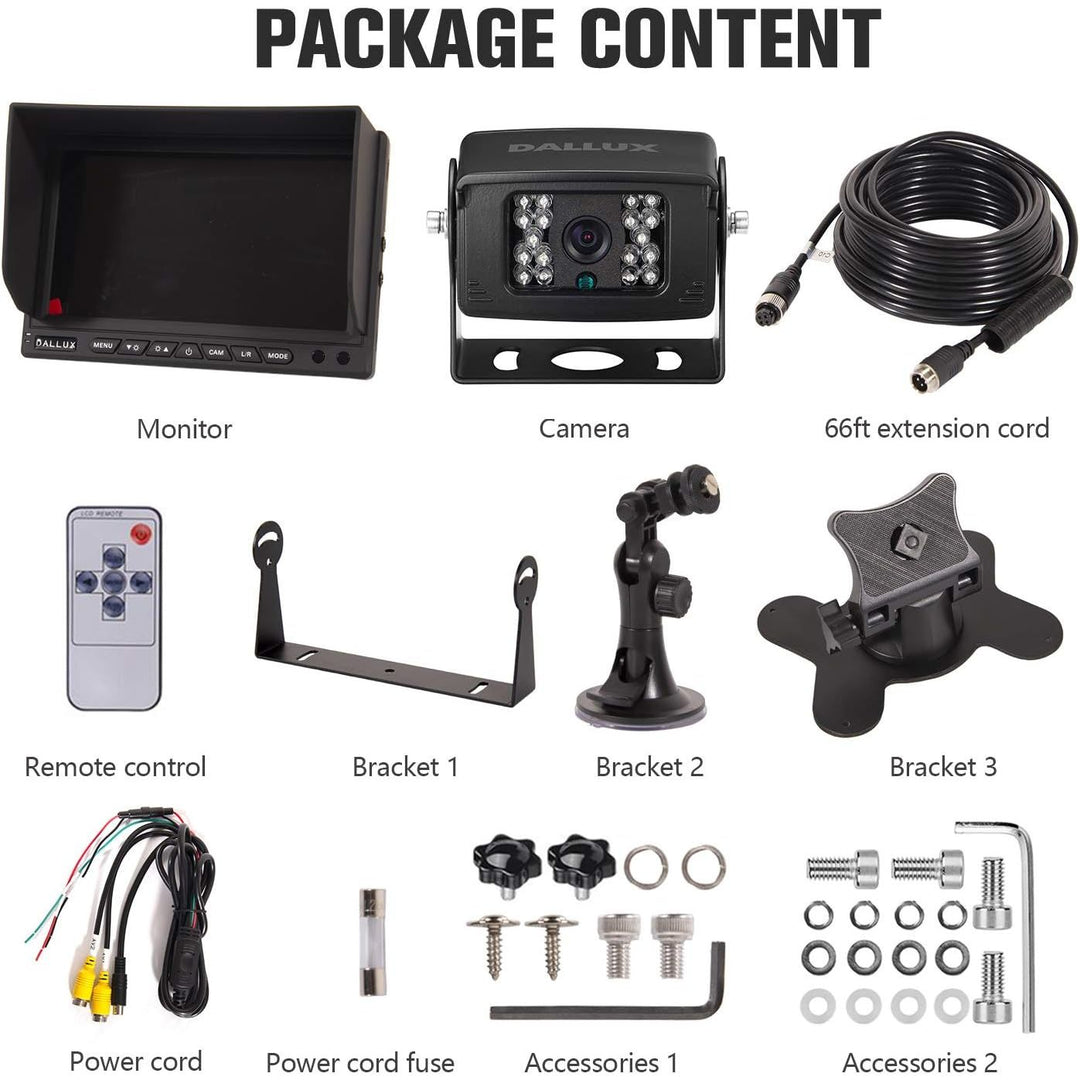 Heavy Duty Vehicle Truck Bus Backup Camera System,Waterproof Night Vision Rear View Camera with 7 inch Monitor+66ft 4 PIN Camera Cable for Bus Truck Van Trailer RV Campers Motor Home(12V 24V) - Just Closeouts Canada Inc.X0031D31TB