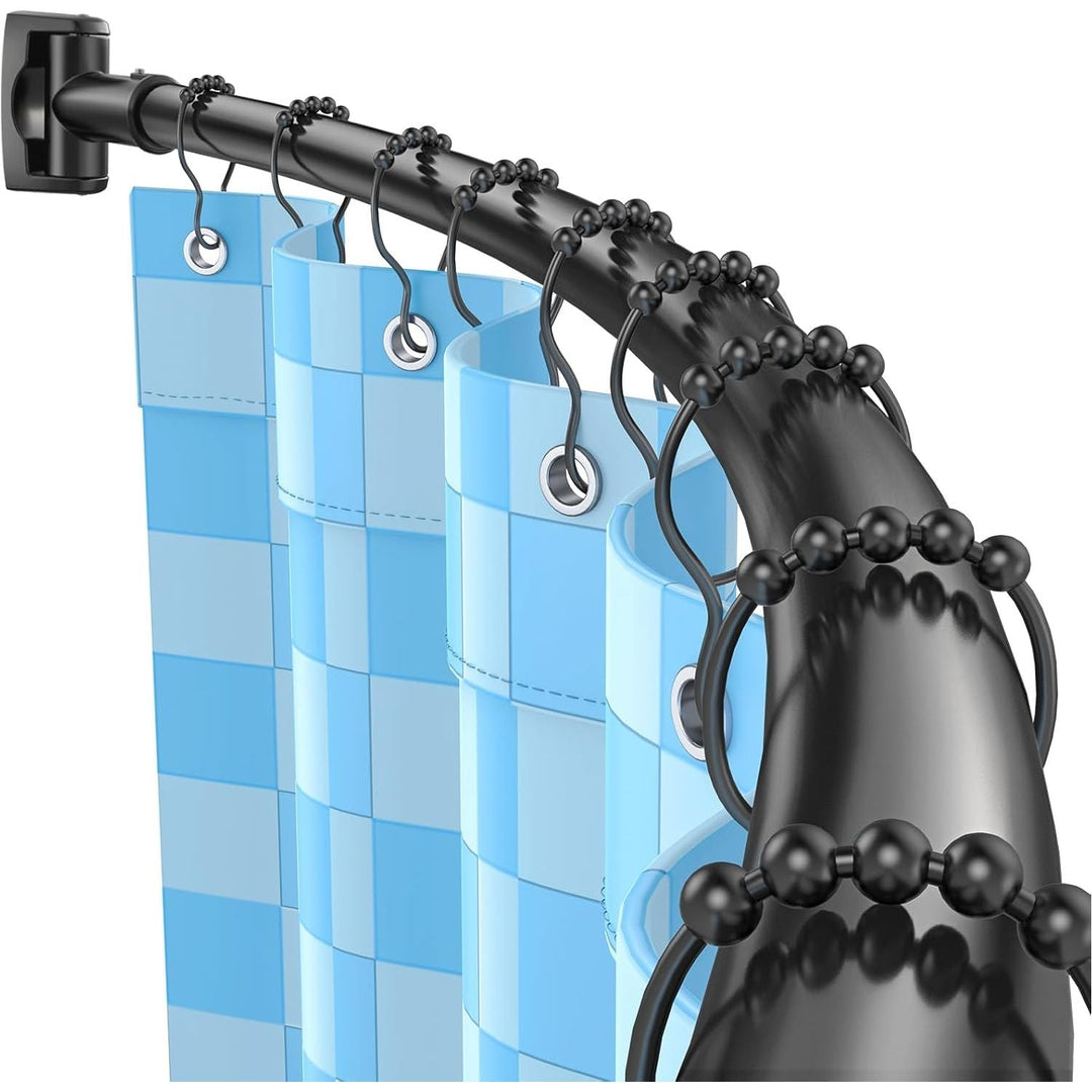 Hoachily Curved Shower Curtain Rod, Adjustable 45 - 72 Inches Curved Shower Rod, Rustproof Shower Curtain Rod, Never Fall Telescoping Design for Bathroom, Black, Need to Drill - Just Closeouts Canada Inc.