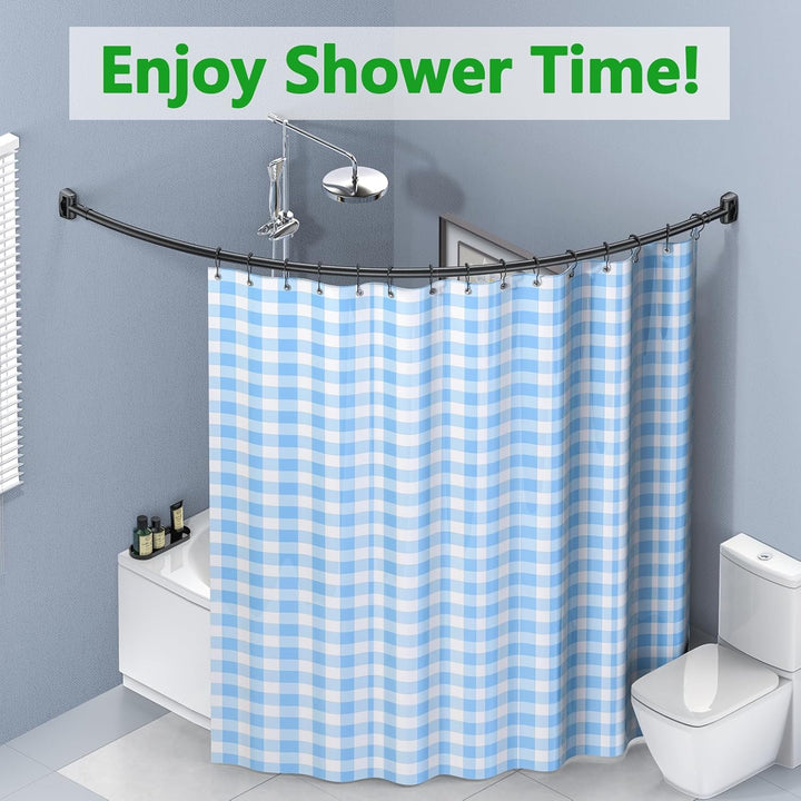 Hoachily Curved Shower Curtain Rod, Adjustable 45 - 72 Inches Curved Shower Rod, Rustproof Shower Curtain Rod, Never Fall Telescoping Design for Bathroom, Black, Need to Drill - Just Closeouts Canada Inc.