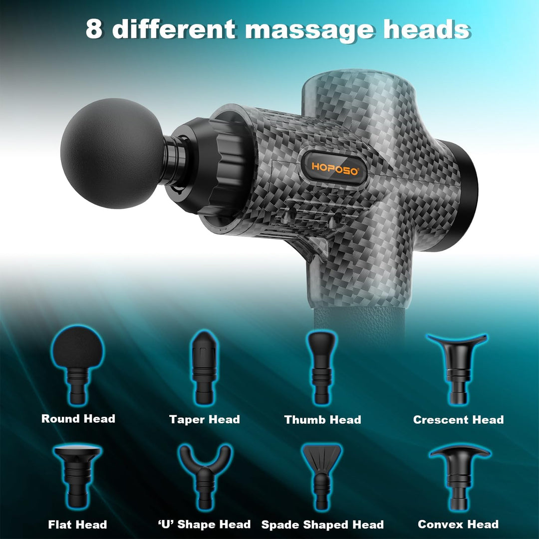 Hoposo Massage Gun Powerful Portable Sports Massage Gun with 30 Speeds 8 Massager Heads, High Speed Quiet Motor Massager Gun, LCD Screen, Carry Case, Gift for Men Women - Just Closeouts Canada Inc.