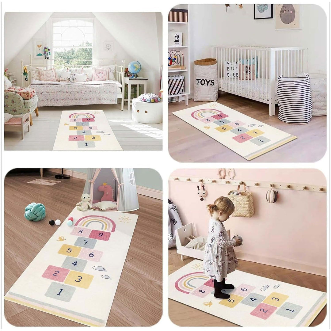 Hopscotch Kids Rug 27" x63" Fun and Educational Playroom Rug Soft Durable Rainbow Floor Carpet Kid’s Play Mat for Bedroom, Playroom, Nursery, Gift for Girls & Boys(Colorful) - Just Closeouts Canada Inc.X0032E98UP