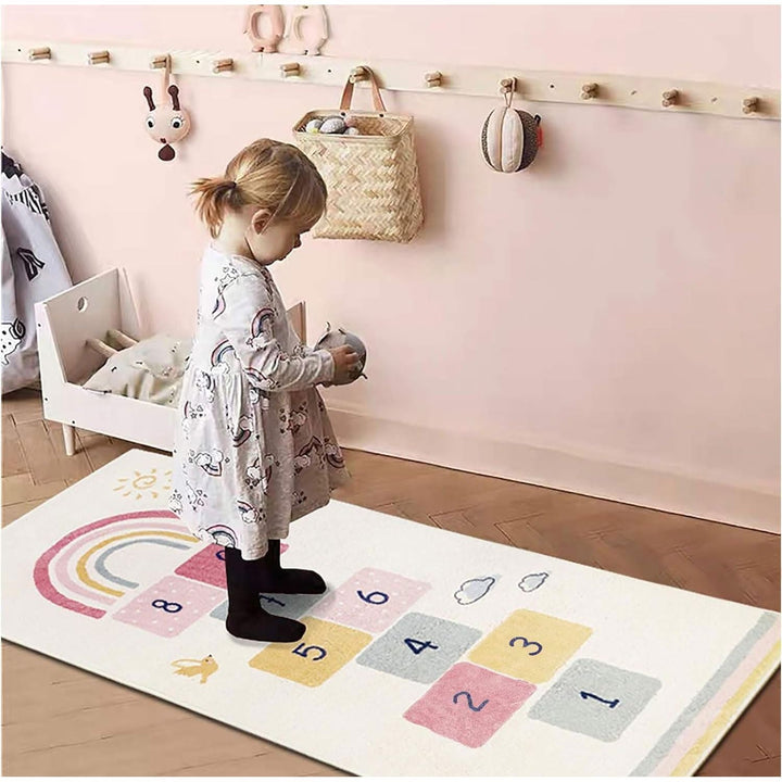Hopscotch Kids Rug 27" x63" Fun and Educational Playroom Rug Soft Durable Rainbow Floor Carpet Kid’s Play Mat for Bedroom, Playroom, Nursery, Gift for Girls & Boys(Colorful) - Just Closeouts Canada Inc.X0032E98UP