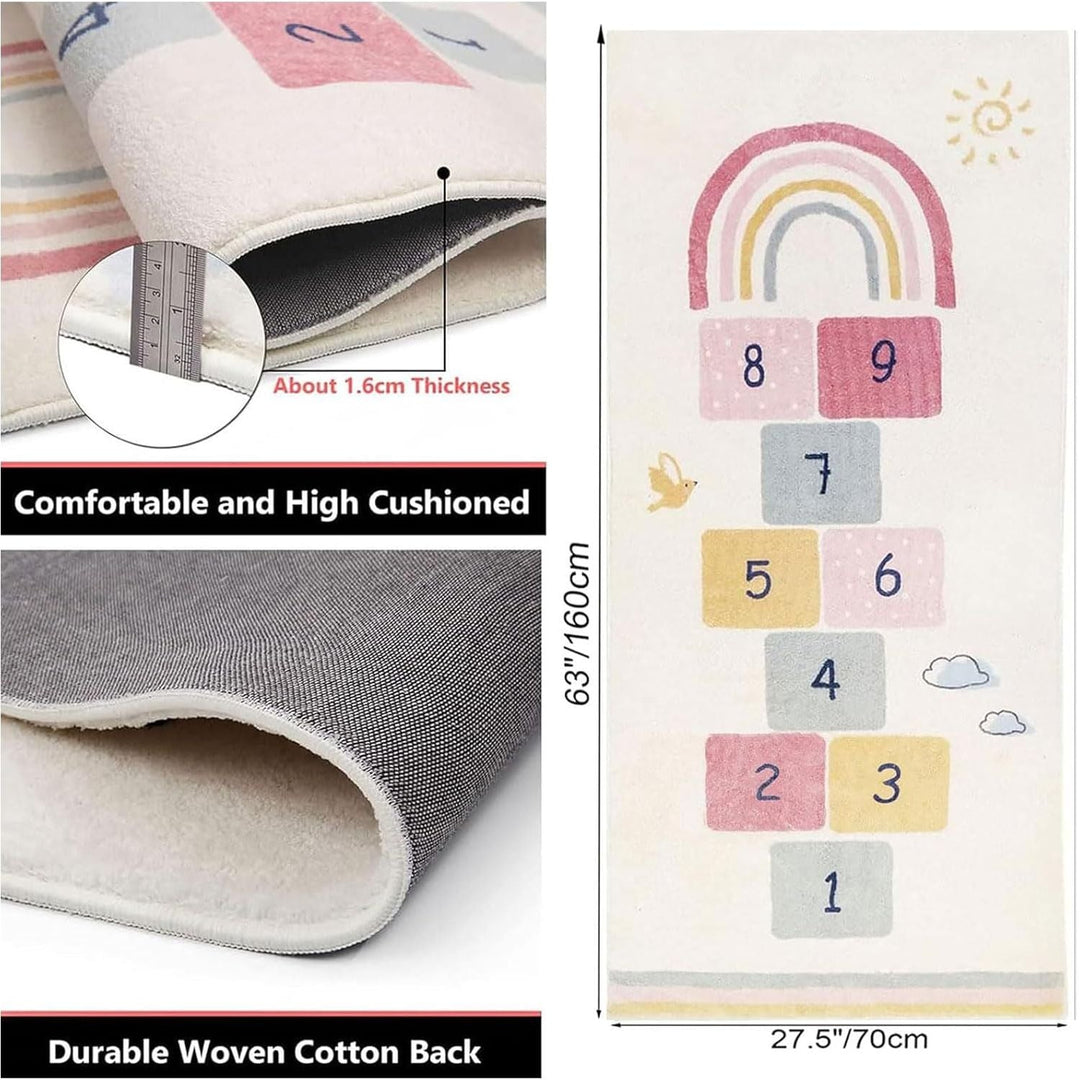 Hopscotch Kids Rug 27" x63" Fun and Educational Playroom Rug Soft Durable Rainbow Floor Carpet Kid’s Play Mat for Bedroom, Playroom, Nursery, Gift for Girls & Boys(Colorful) - Just Closeouts Canada Inc.X0032E98UP