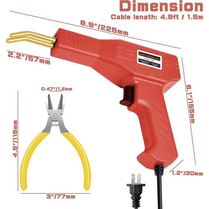 Hot Stapler Plastic Repair Kit with 800PCS Hot Staples, 110V Automotive Plastic Bumper Repair Kit Hot Stapler Gun for Car Bumper Kayak Fender Mood More Plastic(Red) - Just Closeouts Canada Inc.