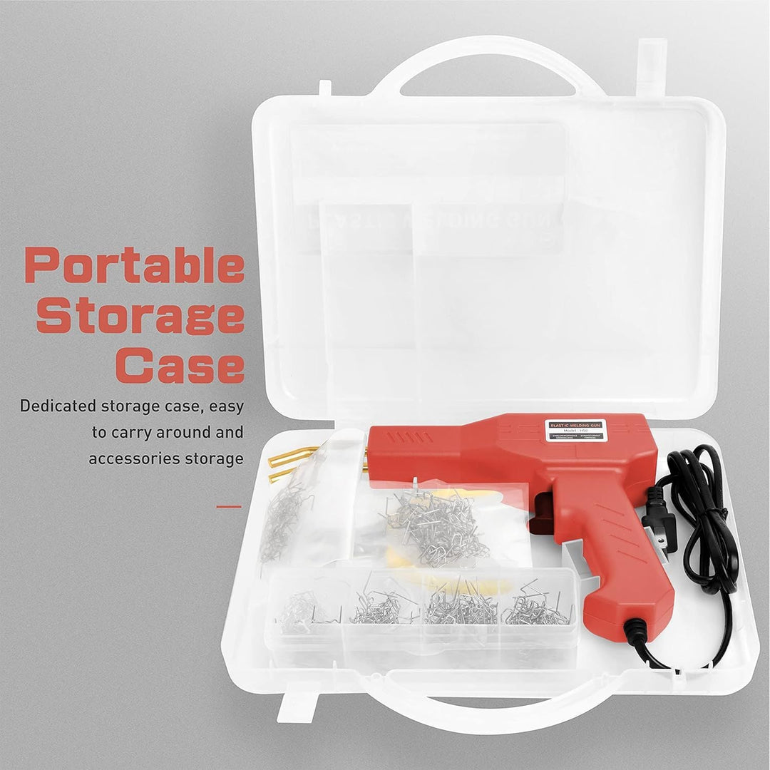 Hot Stapler Plastic Repair Kit with 800PCS Hot Staples, 110V Automotive Plastic Bumper Repair Kit Hot Stapler Gun for Car Bumper Kayak Fender Mood More Plastic(Red) - Just Closeouts Canada Inc.