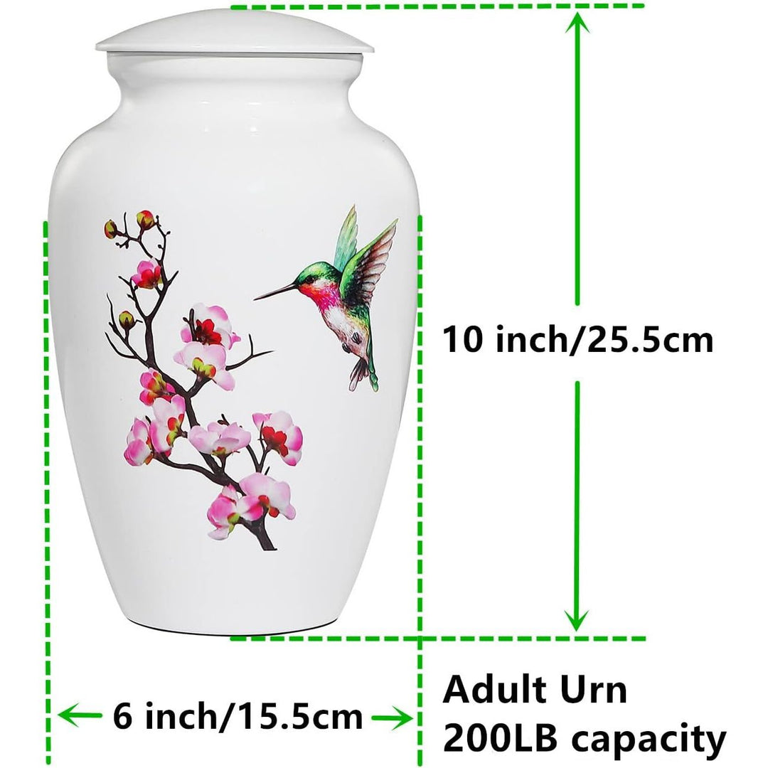Hummingbird Cremation Urn for Adult Ashes - White Funeral Urn, Large Decorative With Velvet Bag, 200 Lbs Capacity, for Human Ashes - Just Closeouts Canada Inc.