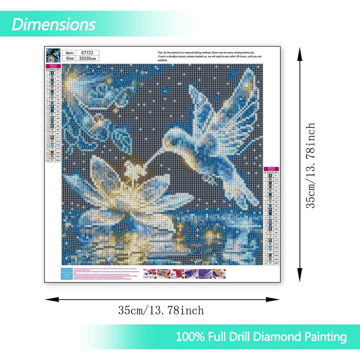 Hummingbird Diamond Art Kits for Adults Beginners,5D Full Drill Crystal Bird Diamond Painting Kits for Adults,DIY Gem Painting Kit Art Crafts for Home Wall Decor 14X14 Inch. - Just Closeouts Canada Inc.