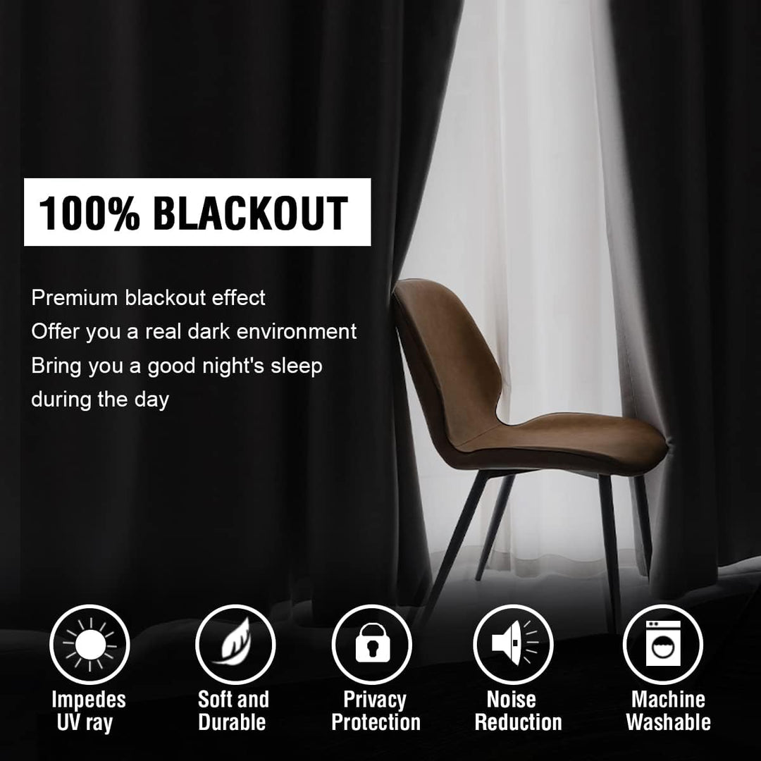 H.VERSAILTEX 100% Blackout Curtains 2 Panels with Black Liner Full Room Darkening Curtains Thermal Insulated Back Tab/Rod Pocket Window Drapes for Living Room, 42 x 63 Inch, Stone Blue - Just Closeouts Canada Inc.