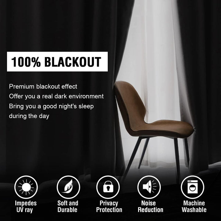 H.VERSAILTEX 100% Blackout Curtains 2 Panels with Black Liner Full Room Darkening Curtains Thermal Insulated Back Tab/Rod Pocket Window Drapes for Living Room, 42 x 63 Inch, Stone Blue - Just Closeouts Canada Inc.