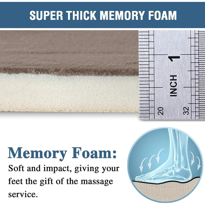 H.VERSAILTEX Premium Soft Microfiber Bath Mat for Bathroom, Memory Foam Mat, Non Slip Bathroom Rug Water Absorbent Floor Rug Carpet for Entry/Kitchen, Taupe Waved Pattern, 20" x 32", 1 Pack - Just Closeouts Canada Inc.