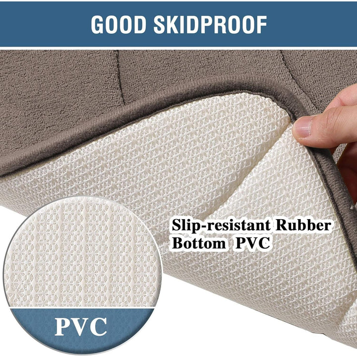 H.VERSAILTEX Premium Soft Microfiber Bath Mat for Bathroom, Memory Foam Mat, Non Slip Bathroom Rug Water Absorbent Floor Rug Carpet for Entry/Kitchen, Taupe Waved Pattern, 20" x 32", 1 Pack - Just Closeouts Canada Inc.